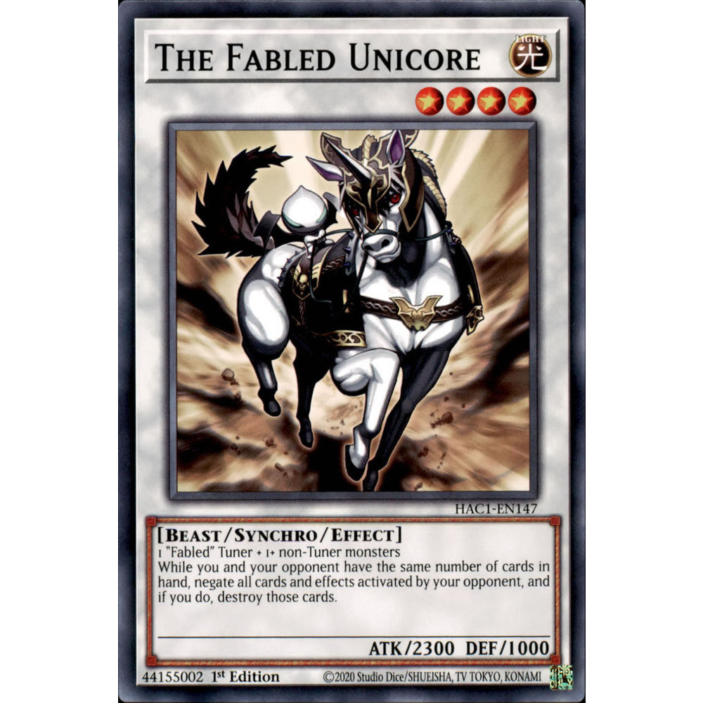 The Fabled Unicore HAC1-EN147 Yu-Gi-Oh! Card from the Hidden Arsenal: Chapter 1 Set