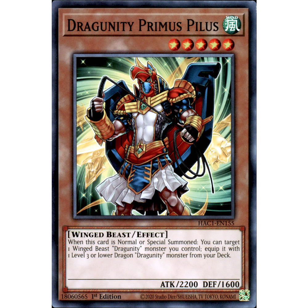 Dragunity Primus Pilus HAC1-EN155 Yu-Gi-Oh! Card from the Hidden Arsenal: Chapter 1 Set