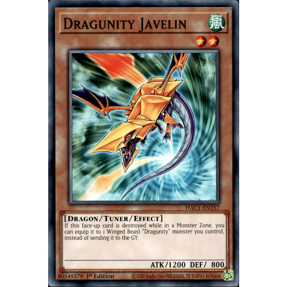 Dragunity Javelin HAC1-EN157 Yu-Gi-Oh! Card from the Hidden Arsenal: Chapter 1 Set