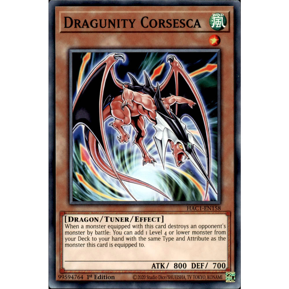 Dragunity Corsesca HAC1-EN158 Yu-Gi-Oh! Card from the Hidden Arsenal: Chapter 1 Set
