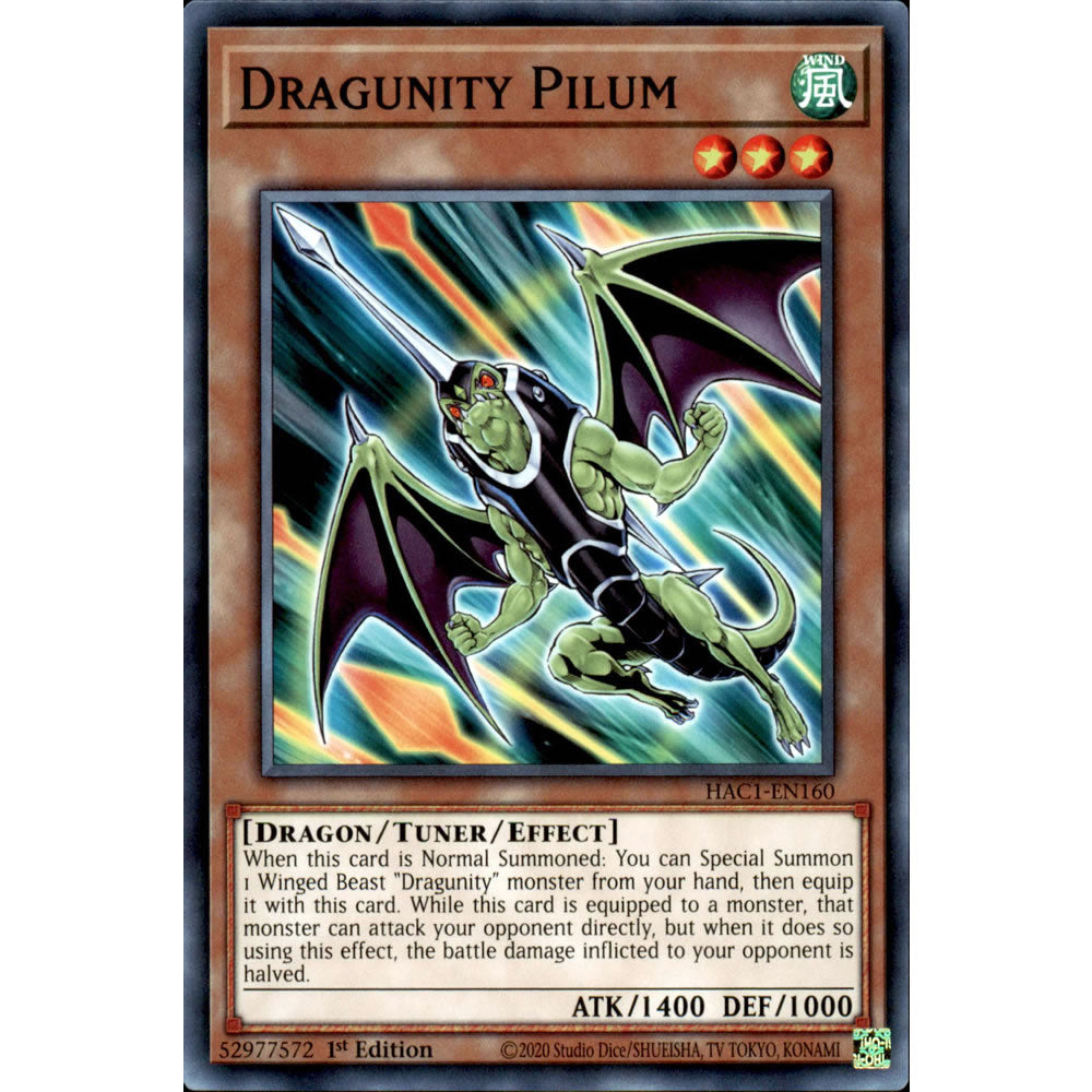 Dragunity Pilum HAC1-EN160 Yu-Gi-Oh! Card from the Hidden Arsenal: Chapter 1 Set