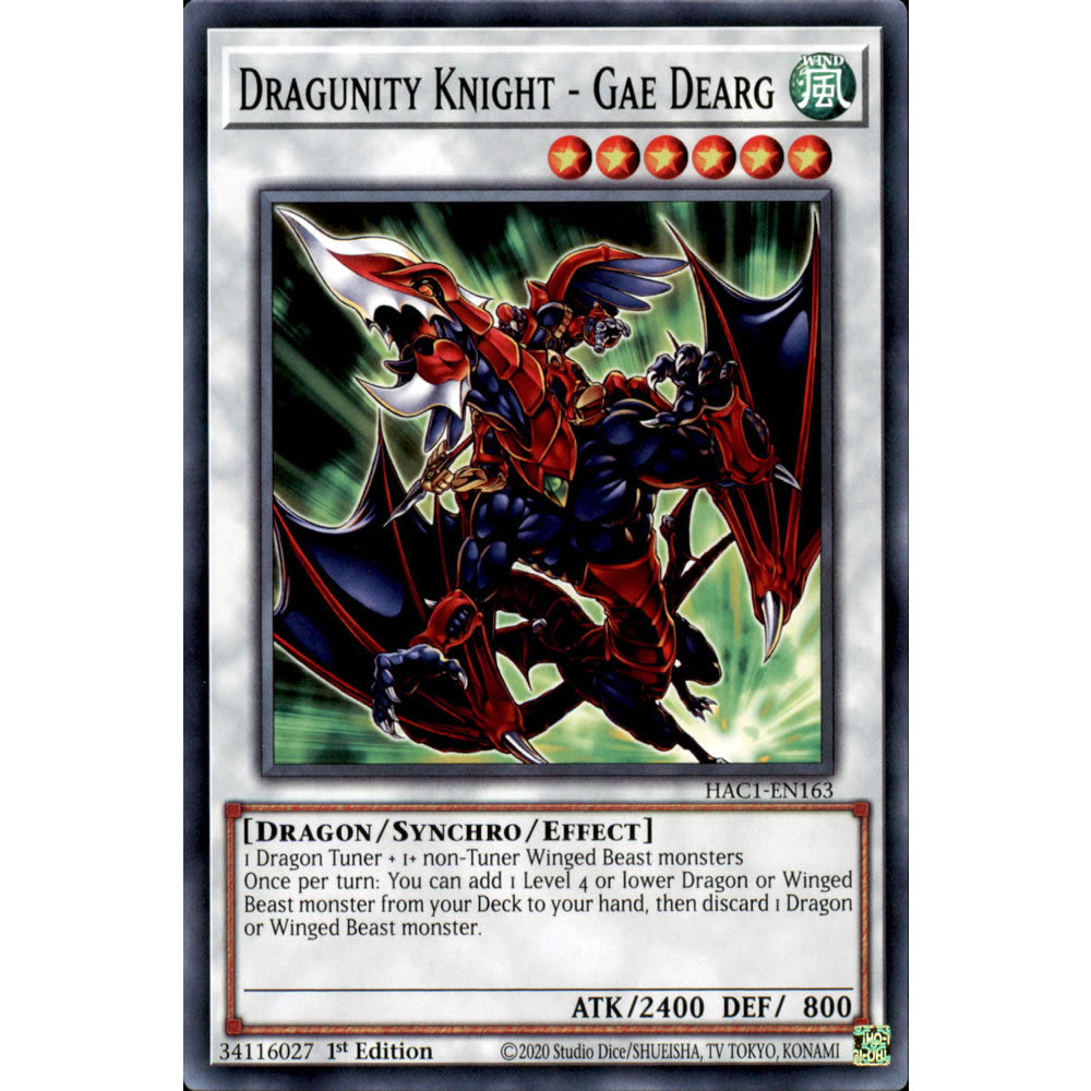 Dragunity Knight - Gae Dearg HAC1-EN163 Yu-Gi-Oh! Card from the Hidden Arsenal: Chapter 1 Set