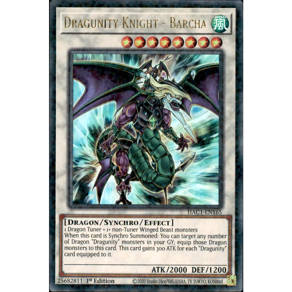 Dragunity Knight - Barcha HAC1-EN165 Yu-Gi-Oh! Card from the Hidden Arsenal: Chapter 1 Set