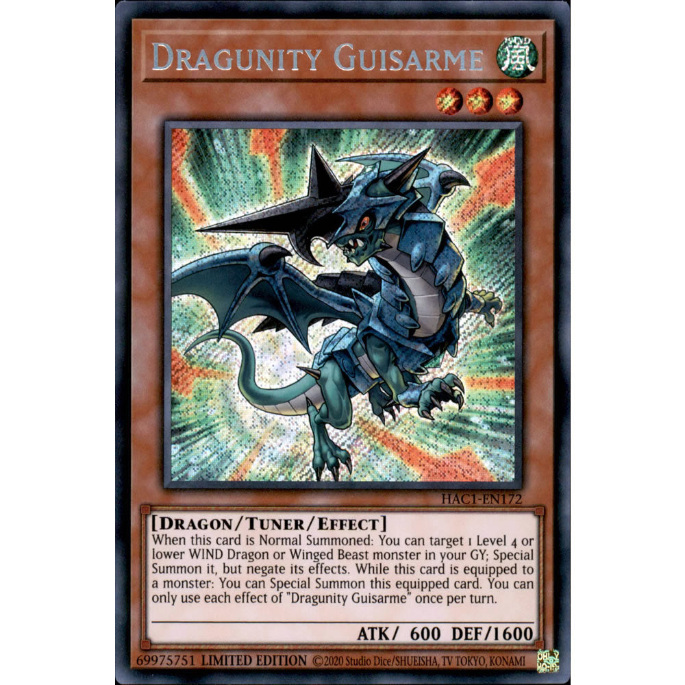 Dragunity Guisarme HAC1-EN172 Yu-Gi-Oh! Card from the Hidden Arsenal: Chapter 1 Set