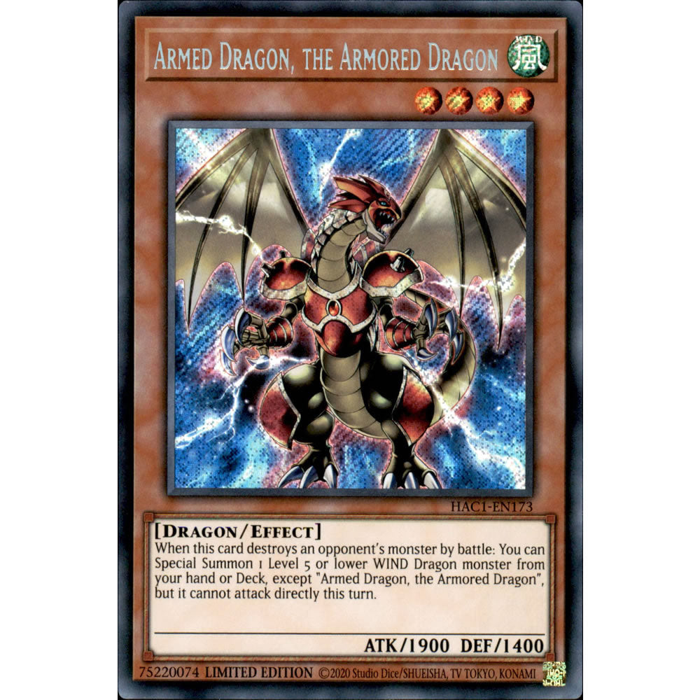 Armed Dragon, the Armored Dragon HAC1-EN173 Yu-Gi-Oh! Card from the Hidden Arsenal: Chapter 1 Set