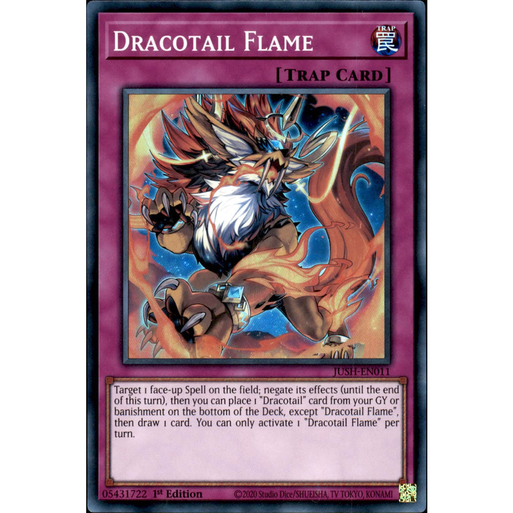 Dracotail Flame JUSH-EN011 Yu-Gi-Oh! Card from the Justice Hunters Set