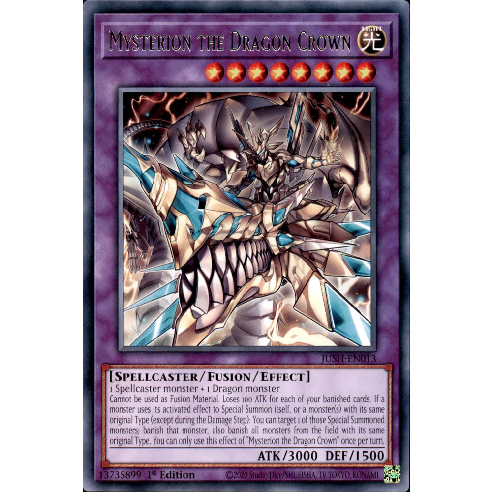 Mysterion the Dragon Crown JUSH-EN013 Yu-Gi-Oh! Card from the Justice Hunters Set