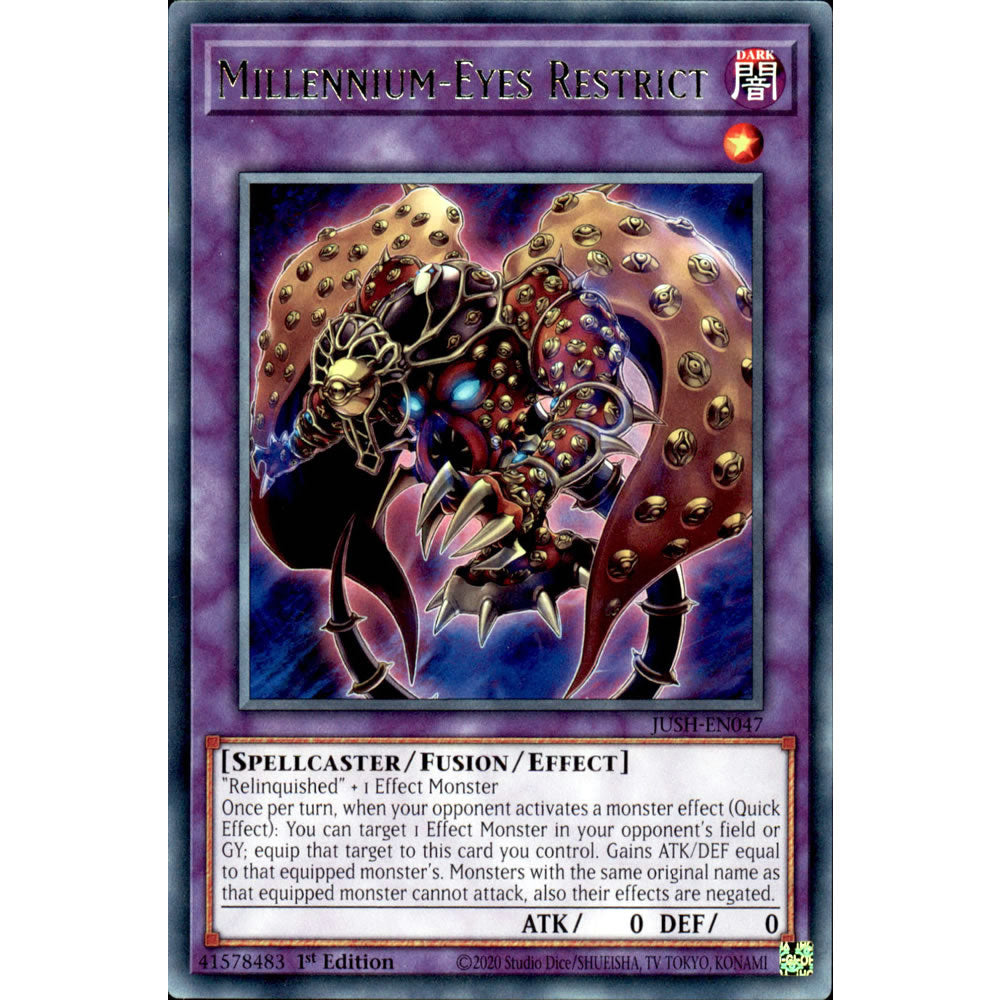 Millennium-Eyes Restrict JUSH-EN047 Yu-Gi-Oh! Card from the Justice Hunters Set