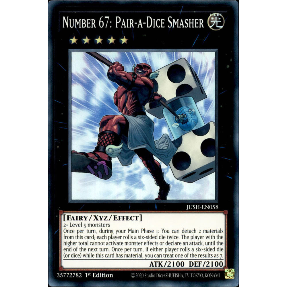 Number 67: Pair-a-Dice Smasher JUSH-EN058 Yu-Gi-Oh! Card from the Justice Hunters Set