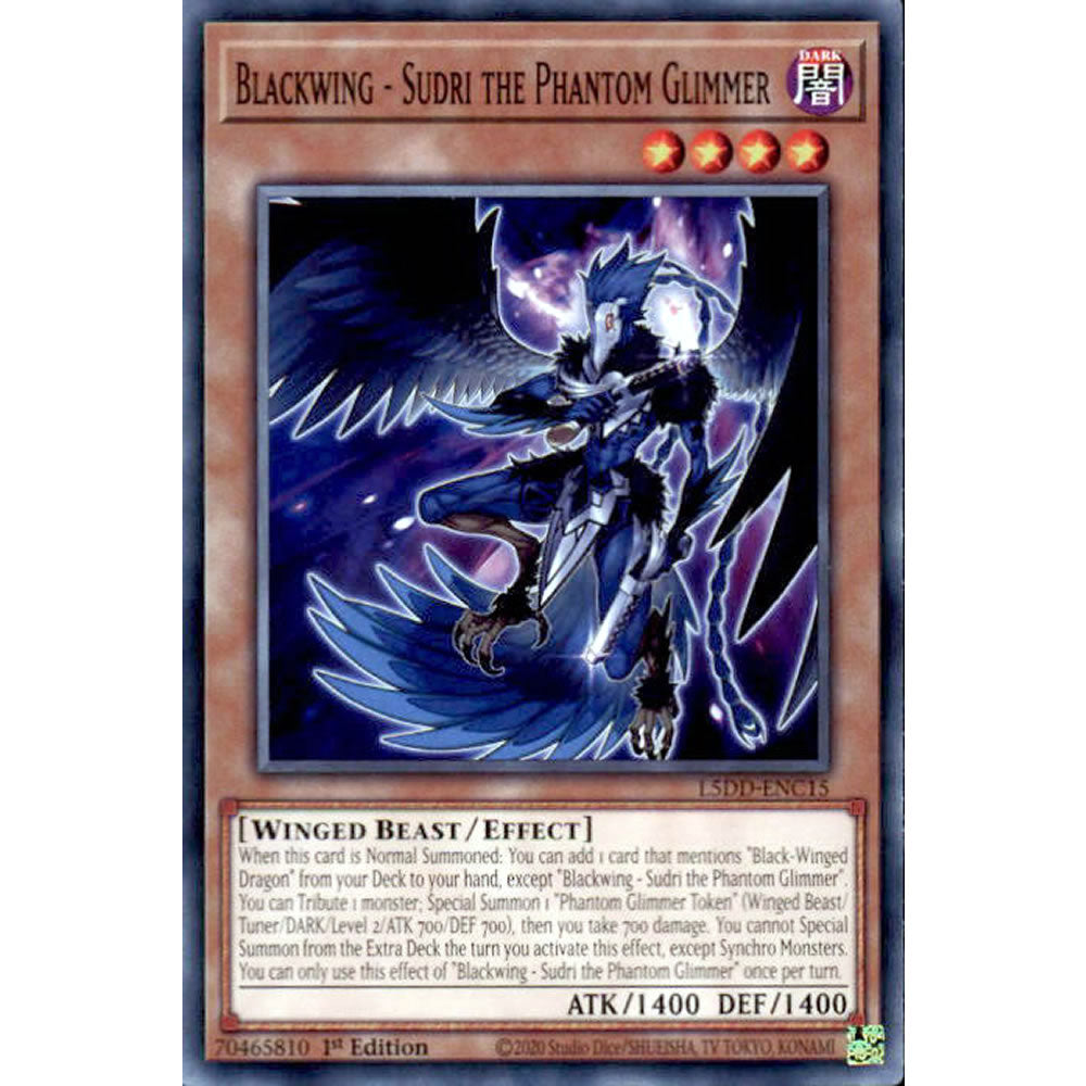 Blackwing - Sudri the Phantom Glimmer L5DD-ENC15 Yu-Gi-Oh! Card from the Legendary 5D's Decks Set