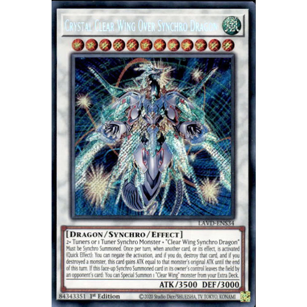 Crystal Clear Wing Over Synchro Dragon LAVD-ENS34 Yu-Gi-Oh! Card from the Legendary Arc-V Decks Set