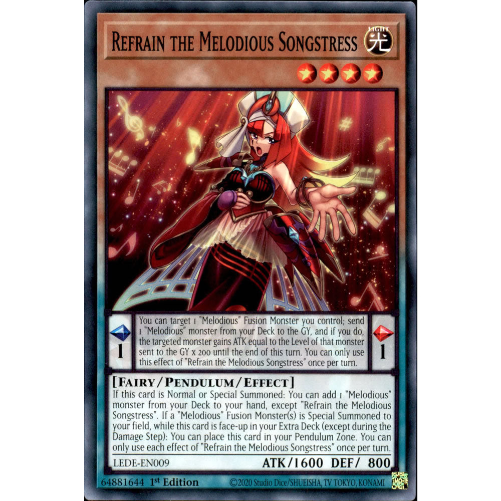 Refrain the Melodious Songstress LEDE-EN009 Yu-Gi-Oh! Card from the Legacy of Destruction Set