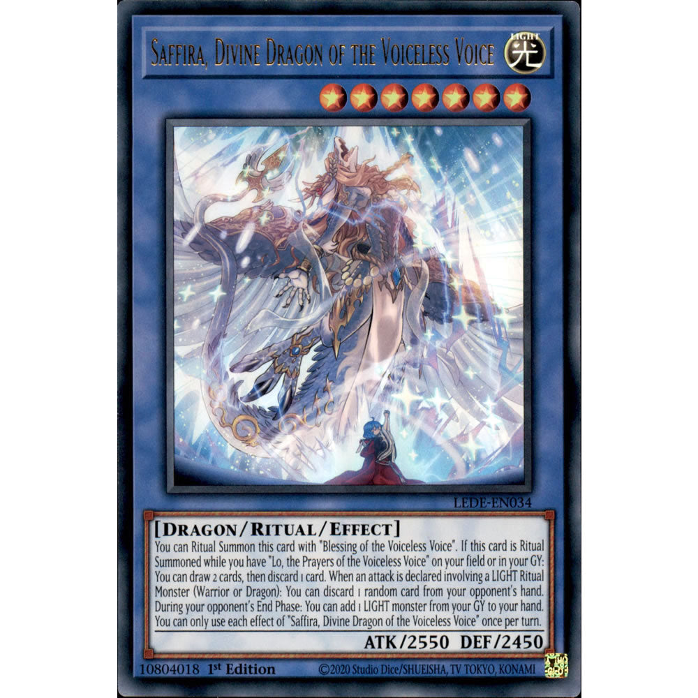 Saffira, Divine Dragon of the Voiceless Voice LEDE-EN034 Yu-Gi-Oh! Card from the Legacy of Destruction Set