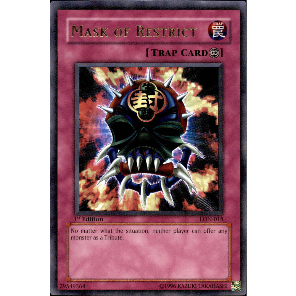 Mask of Restrict LON-018 Yu-Gi-Oh! Card from the Labyrinth of Nightmare Set