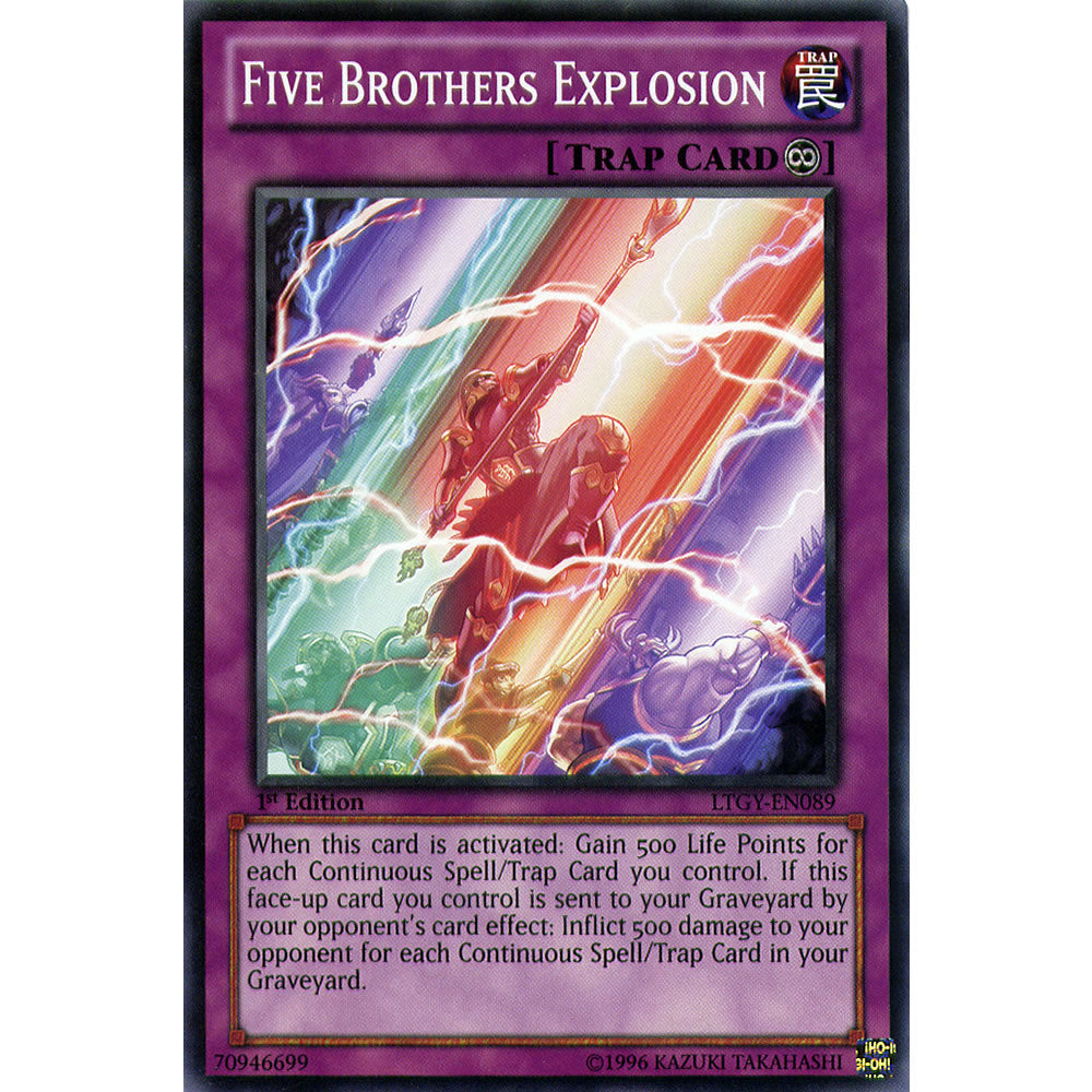 Yu-Gi-Oh Five Brothers Explosion Yu-Gi-Oh! Five Brothers Explosion Card Continuous Trap From Lord Of The Tachyon Galaxy, 1st Edition Common Yu-Gi-Oh Five Brothers Explosion Card Yu-Gi-Oh Five Brothers Explosion Yu-Gi-Oh! Five Brothers Explosion Card Continuous Trap From Lord Of The Tachyon Galaxy, 1st Edition Common Yu-Gi-Oh Five Brothers Explosion Card