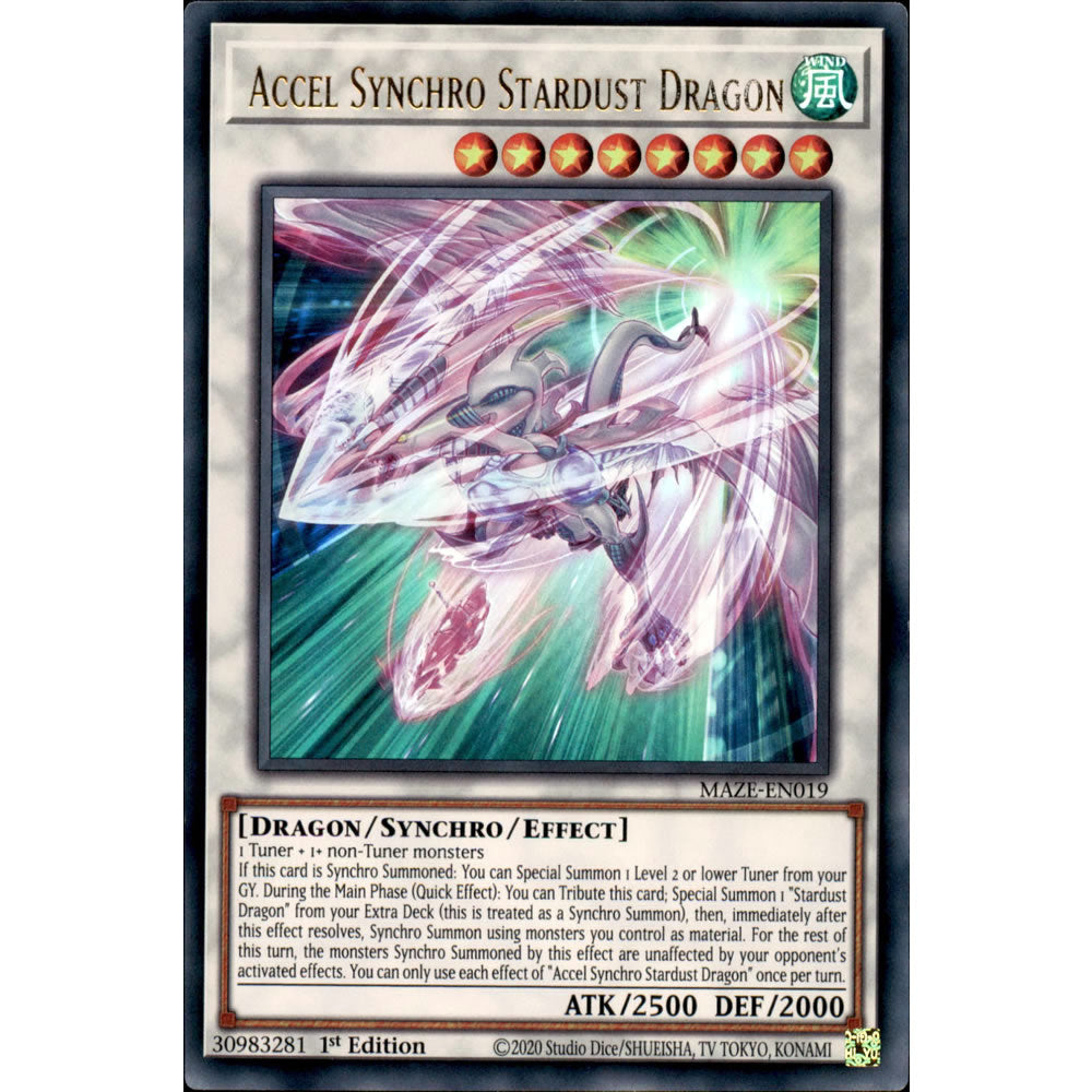 Accel Synchro Stardust Dragon MAZE-EN019 Yu-Gi-Oh! Card from the Maze of Memories Set