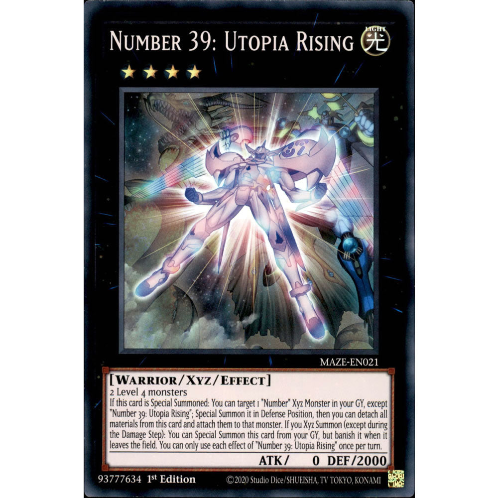 Number 39: Utopia Rising MAZE-EN021 Yu-Gi-Oh! Card from the Maze of Memories Set