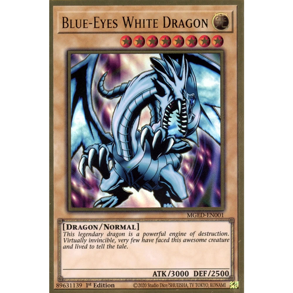 Blue-Eyes White Dragon (alternate art) MGED-EN001 Yu-Gi-Oh! Card from the Maximum Gold: El Dorado Set