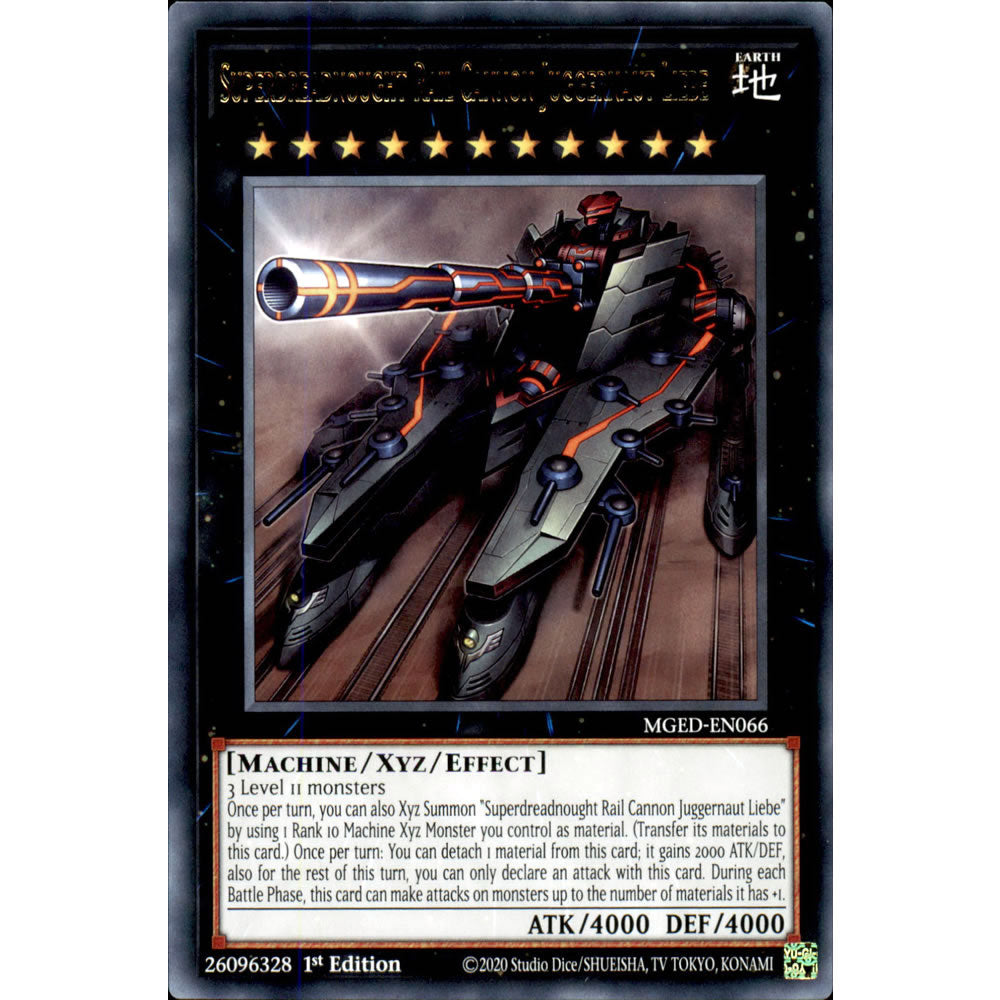 Superdreadnought Rail Cannon Juggernaut Liebe MGED-EN066 Yu-Gi-Oh! Card from the Maximum Gold: El Dorado Set