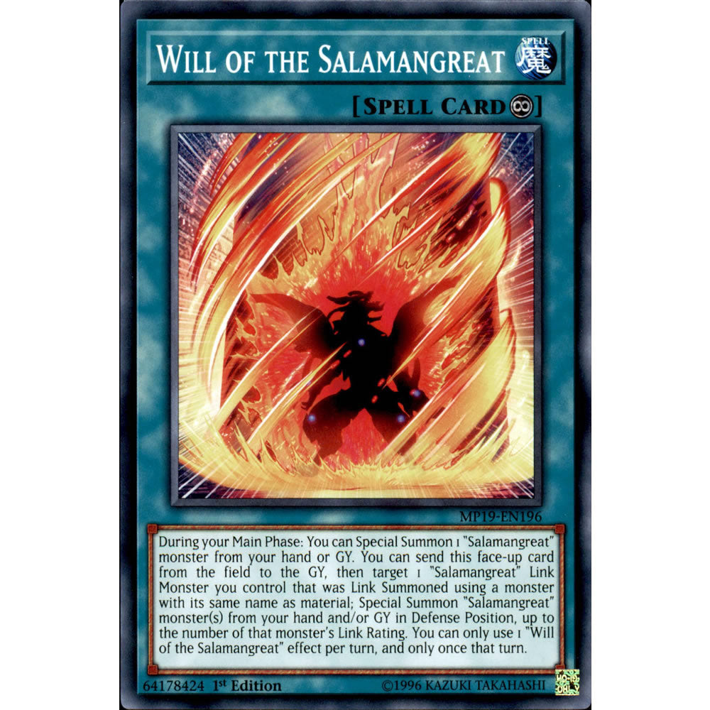 Will of the Salamangreat MP19-EN196 Yu-Gi-Oh! Card from the Mega Tin 2019 Mega Pack Set