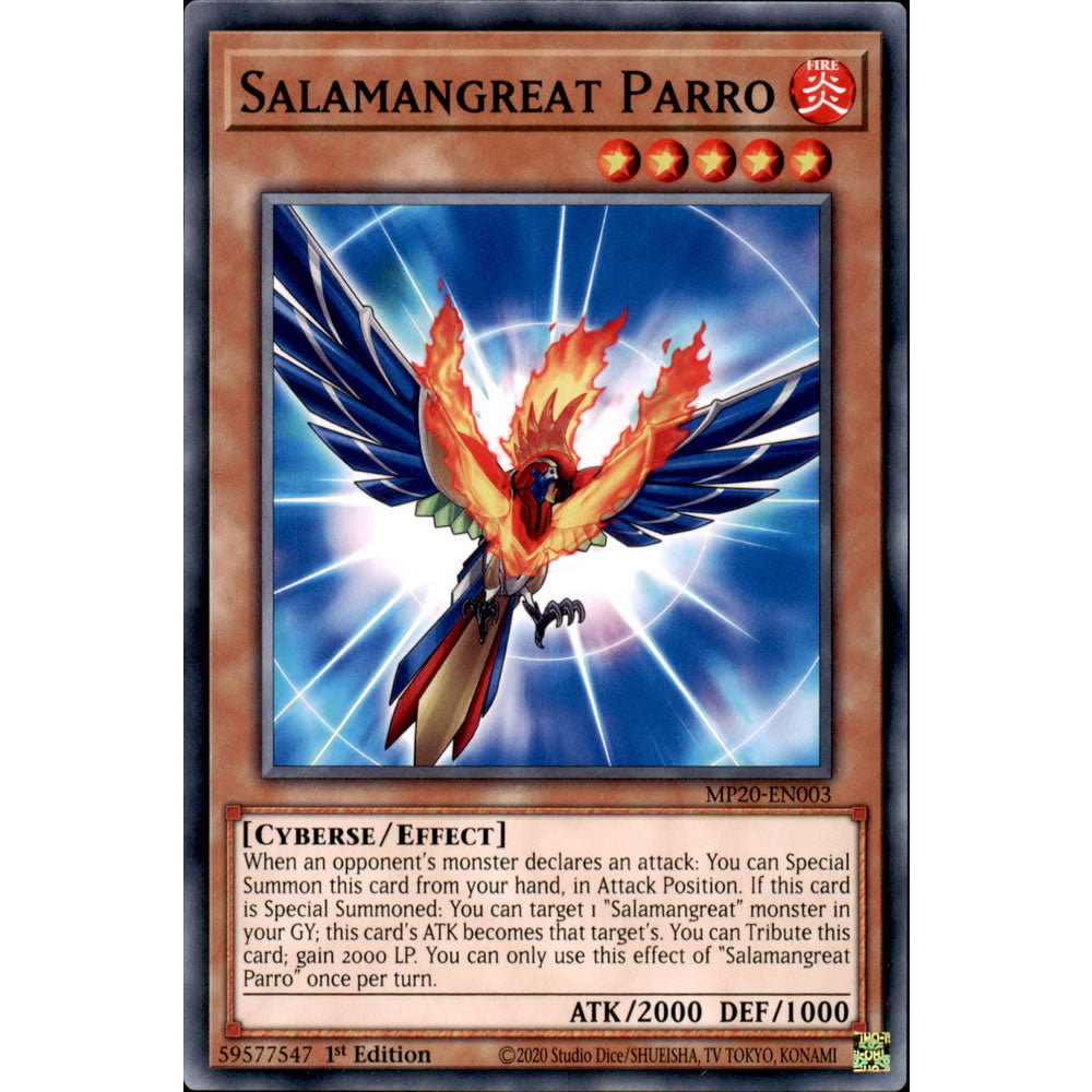 Salamangreat Parro MP20-EN003 Yu-Gi-Oh! Card from the Mega Tin 2020 Mega Pack Set