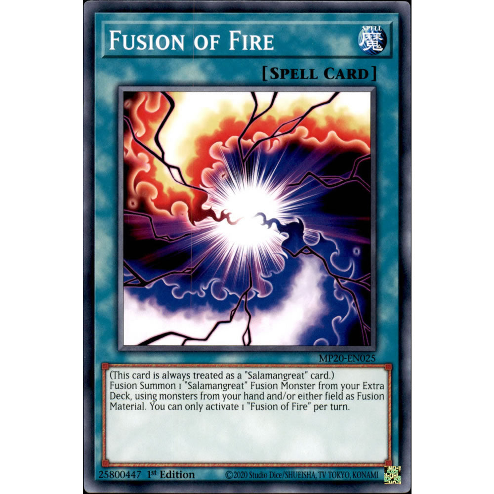 Fusion of Fire MP20-EN025 Yu-Gi-Oh! Card from the Mega Tin 2020 Mega Pack Set