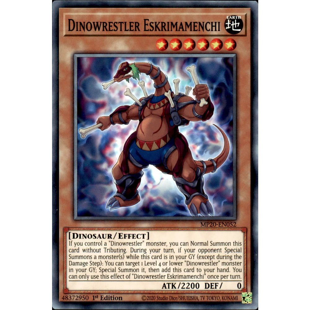 Dinowrestler Eskrimamenchi MP20-EN052 Yu-Gi-Oh! Card from the Mega Tin 2020 Mega Pack Set