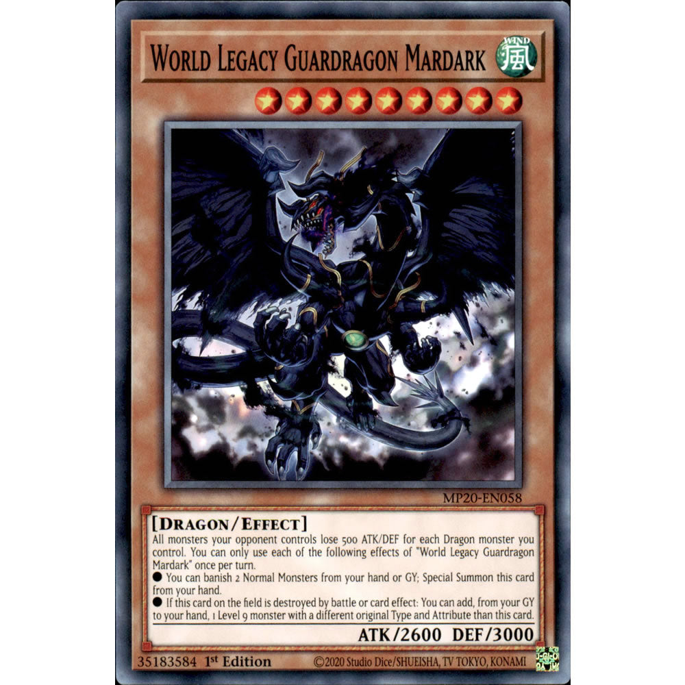 World Legacy Guardragon Mardark MP20-EN058 Yu-Gi-Oh! Card from the Mega Tin 2020 Mega Pack Set