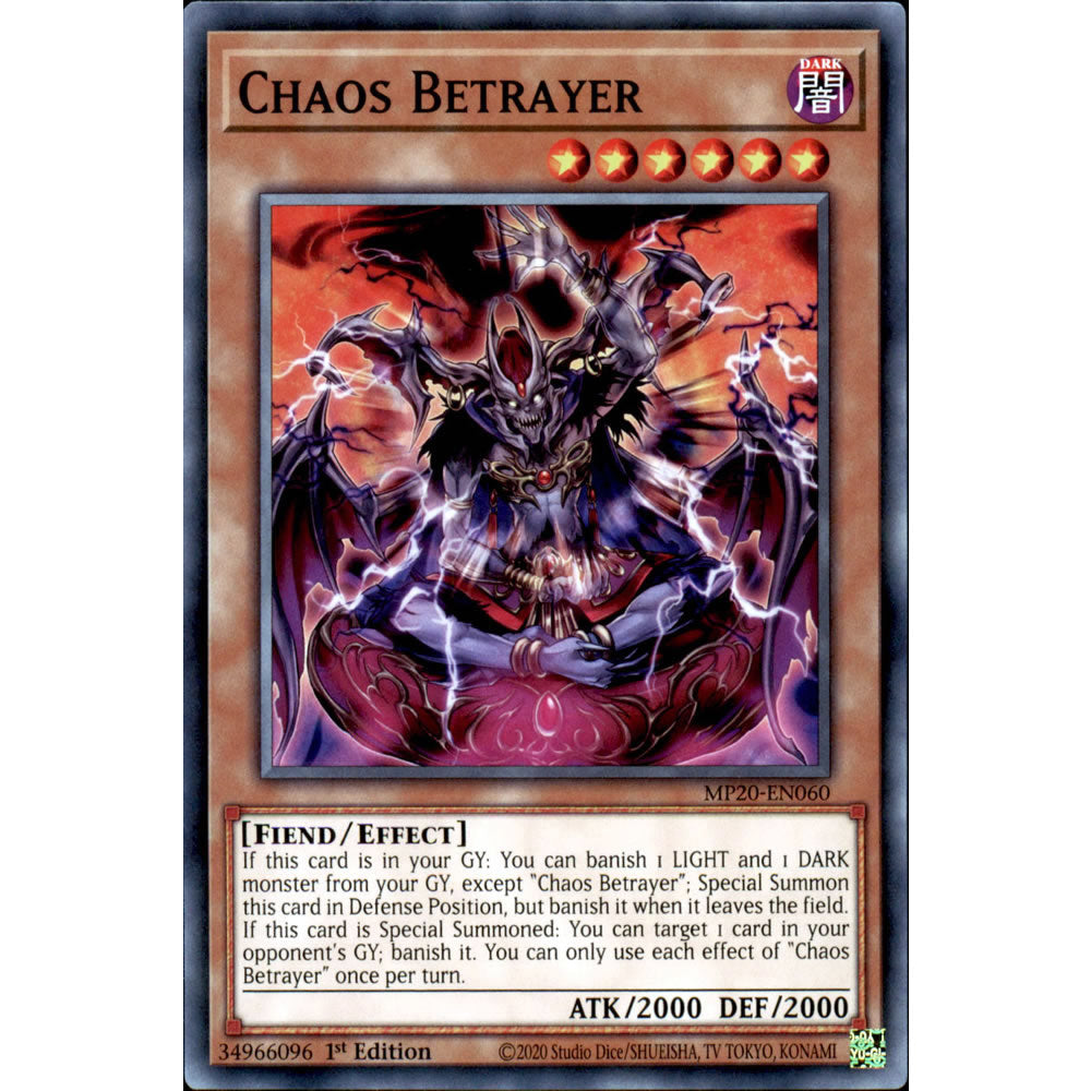 Chaos Betrayer MP20-EN060 Yu-Gi-Oh! Card from the Mega Tin 2020 Mega Pack Set