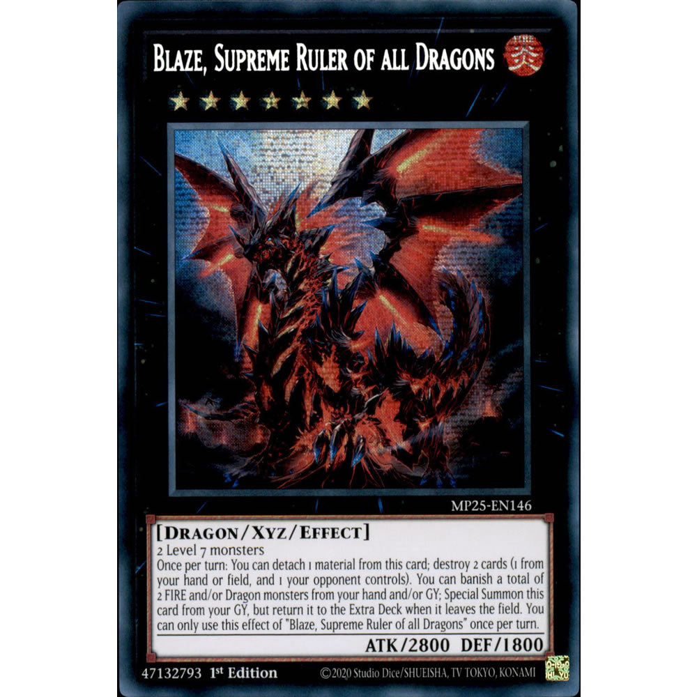Blaze, Supreme Ruler of all Dragons MP25-EN146 Yu-Gi-Oh! Card from the Mega Tin 2025 Mega Pack Set