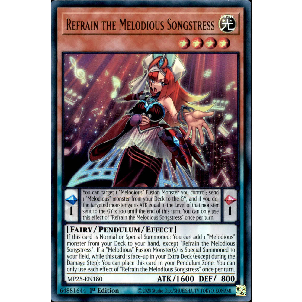 Refrain the Melodious Songstress MP25-EN180 Yu-Gi-Oh! Card from the Mega Tin 2025 Mega Pack Set