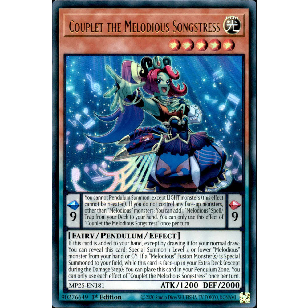 Couplet the Melodious Songstress MP25-EN181 Yu-Gi-Oh! Card from the Mega Tin 2025 Mega Pack Set
