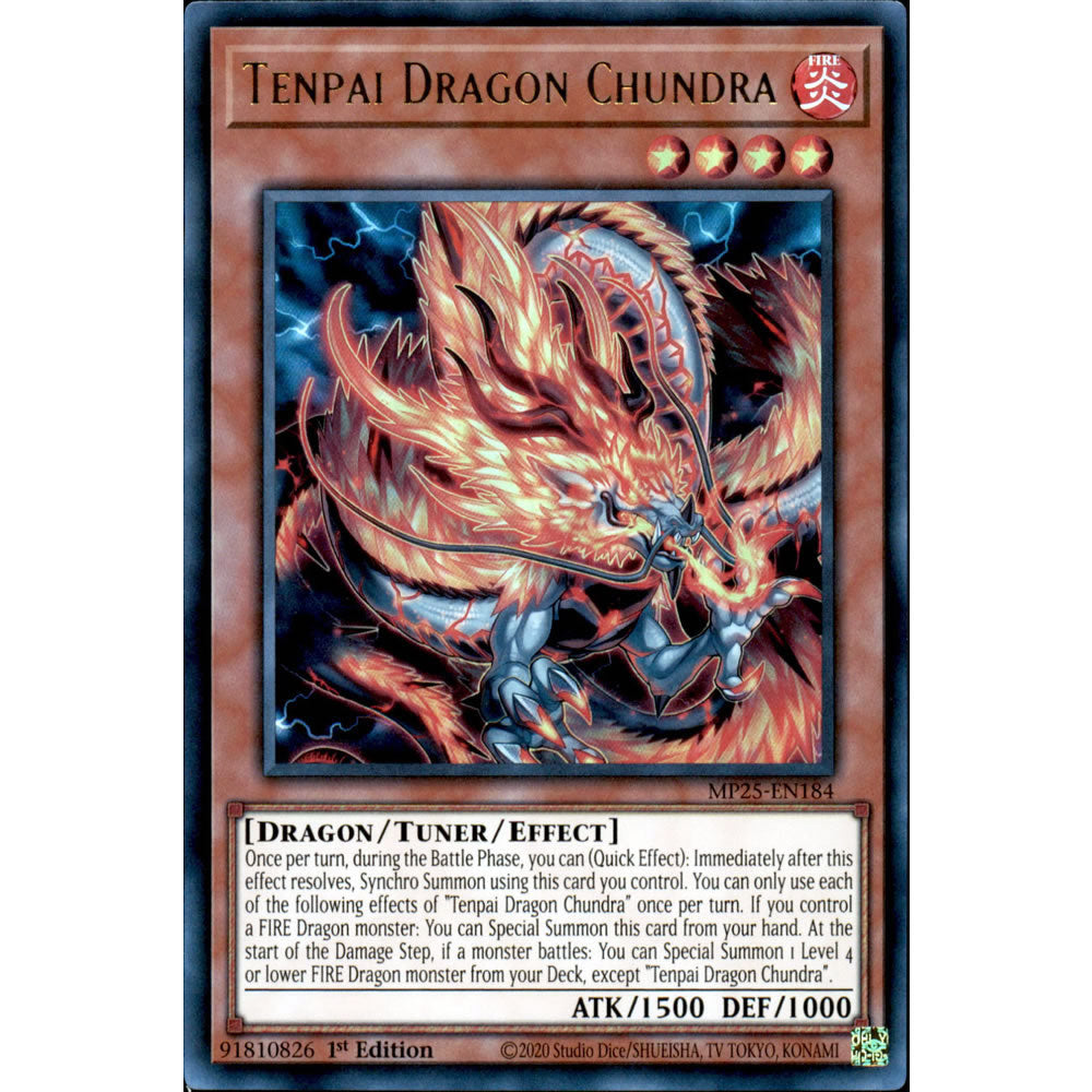 Tenpai Dragon Chundra MP25-EN184 Yu-Gi-Oh! Card from the Mega Tin 2025 Mega Pack Set