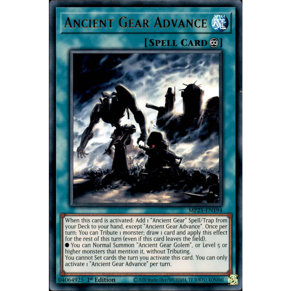 Ancient Gear Advance MP25-EN194 Yu-Gi-Oh! Card from the Mega Tin 2025 Mega Pack Set