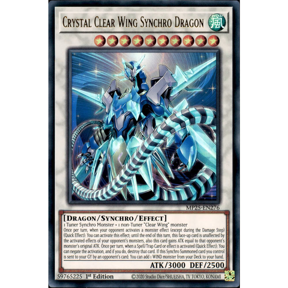 Crystal Clear Wing Synchro Dragon MP25-EN276 Yu-Gi-Oh! Card from the Mega Tin 2025 Mega Pack Set