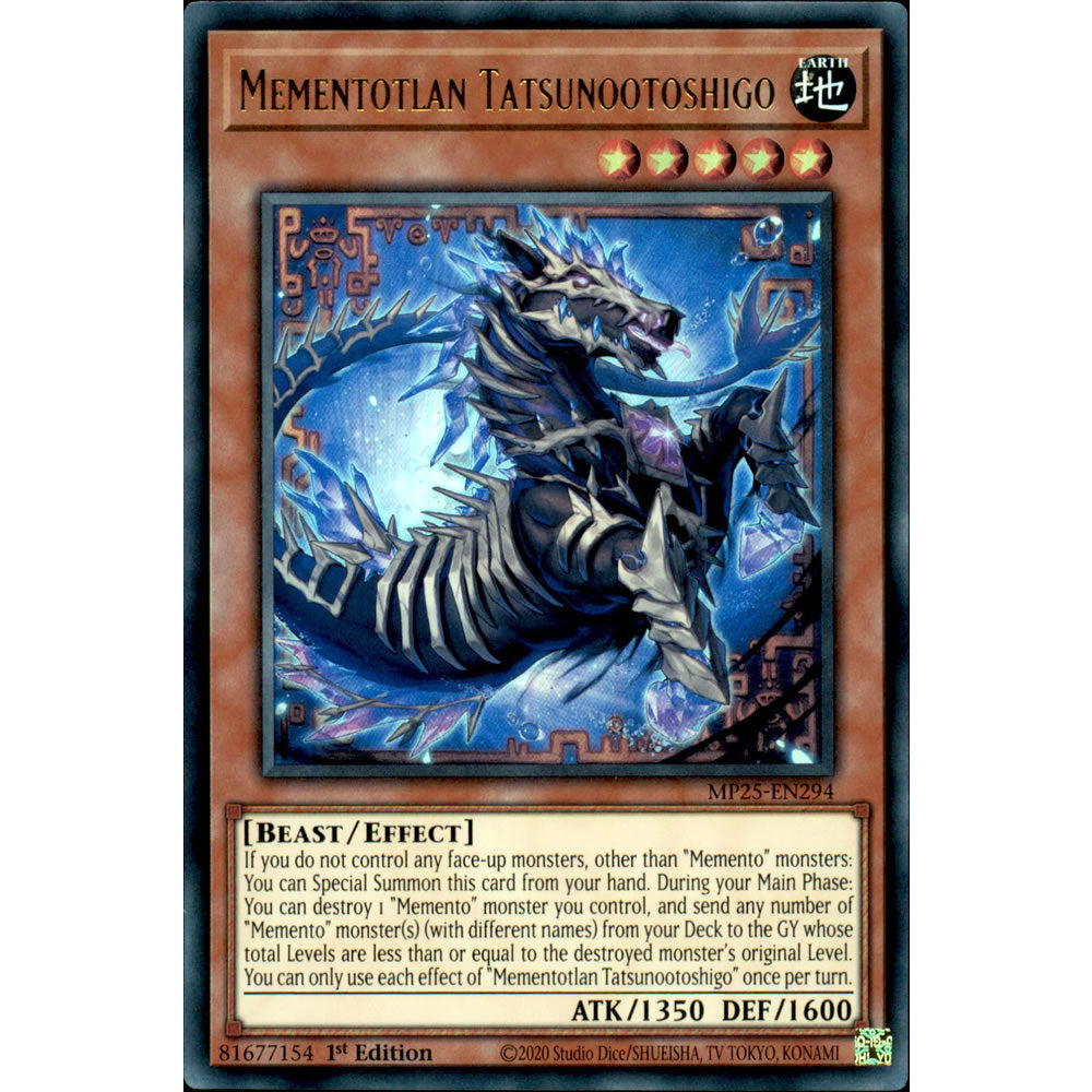 Mementotlan Tatsunootoshigo MP25-EN294 Yu-Gi-Oh! Card from the Mega Tin 2025 Mega Pack Set