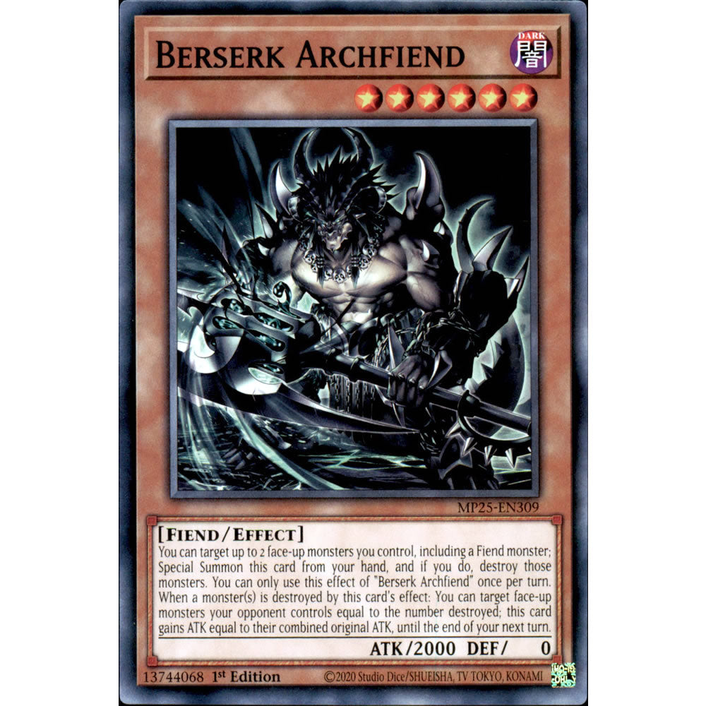 Berserk Archfiend MP25-EN309 Yu-Gi-Oh! Card from the Mega Tin 2025 Mega Pack Set