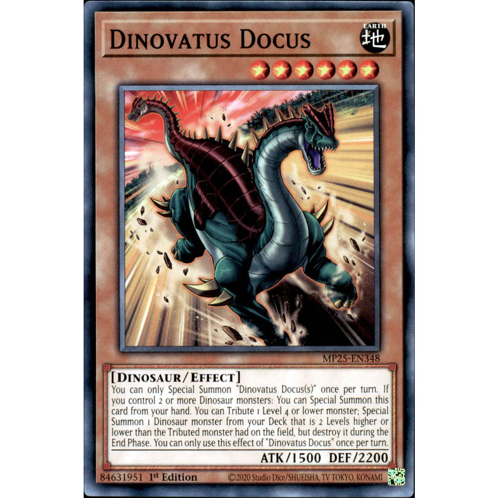 Dinovatus Docus MP25-EN348 Yu-Gi-Oh! Card from the Mega Tin 2025 Mega Pack Set