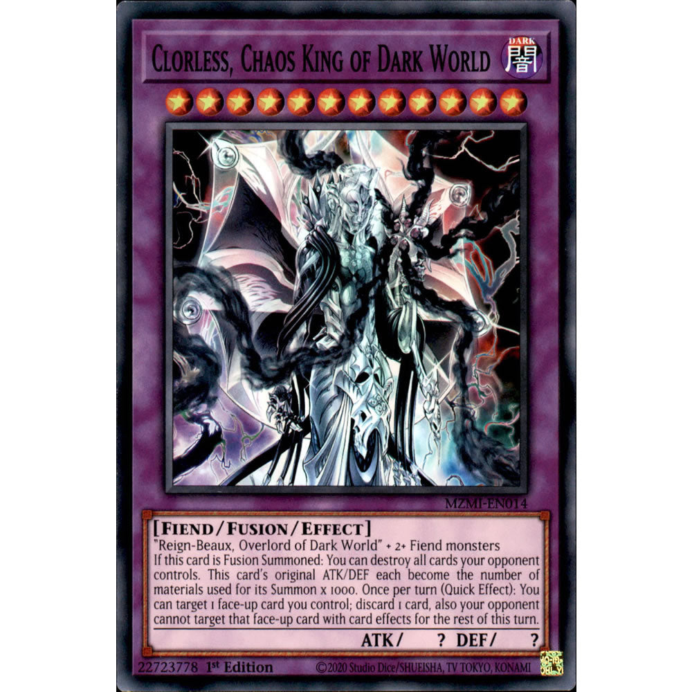 Clorless, Chaos King of Dark World MZMI-EN014 Yu-Gi-Oh! Card from the Maze of Millennia Set