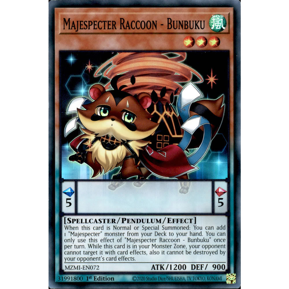 Majespecter Raccoon - Bunbuku MZMI-EN072 Yu-Gi-Oh! Card from the Maze of Millennia Set