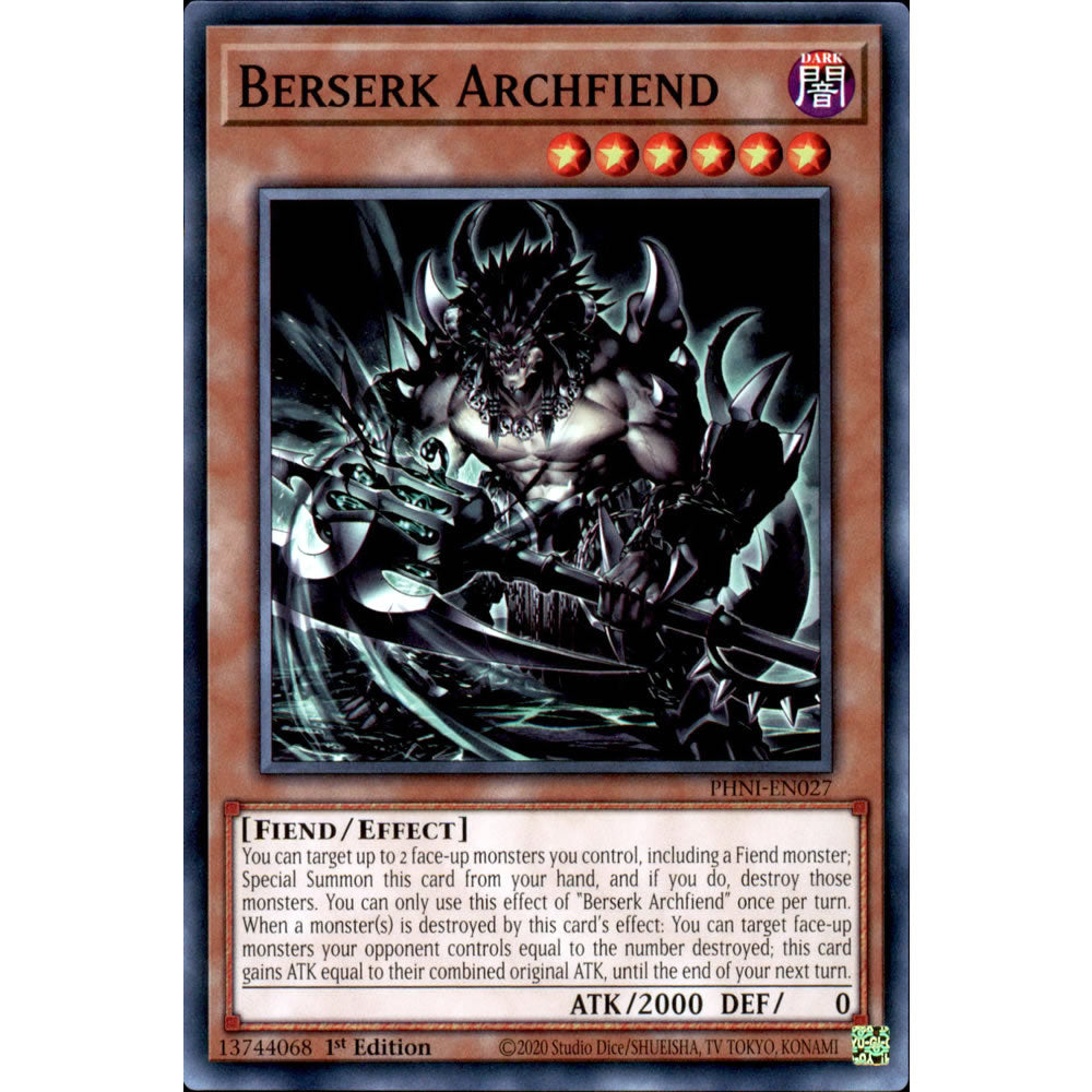 Berserk Archfiend PHNI-EN027 Yu-Gi-Oh! Card from the Phantom Nightmare Set
