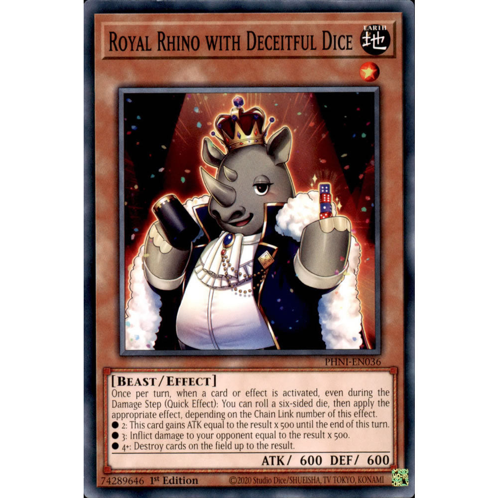 Royal Rhino with Deceitful Dice PHNI-EN036 Yu-Gi-Oh! Card from the Phantom Nightmare Set
