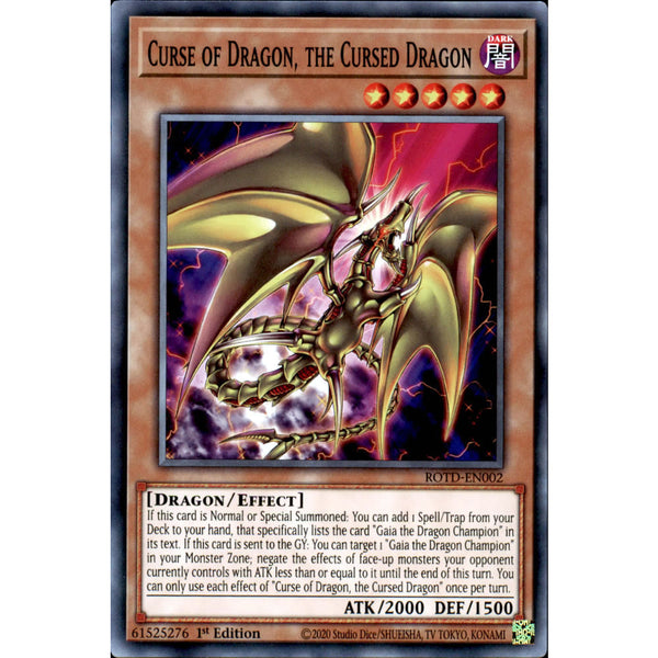 yugioh curse of dragon cards Curse of Dragon, the Cursed Dragon ROTD-EN002