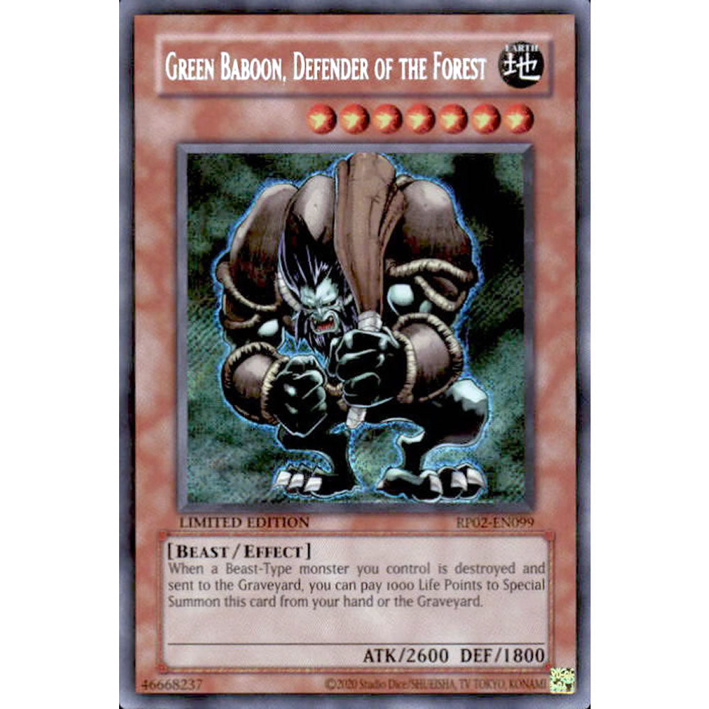 Green Baboon, Defender of the Forest RP02-EN099 Yu-Gi-Oh! Card from the Retro Pack 2 Set