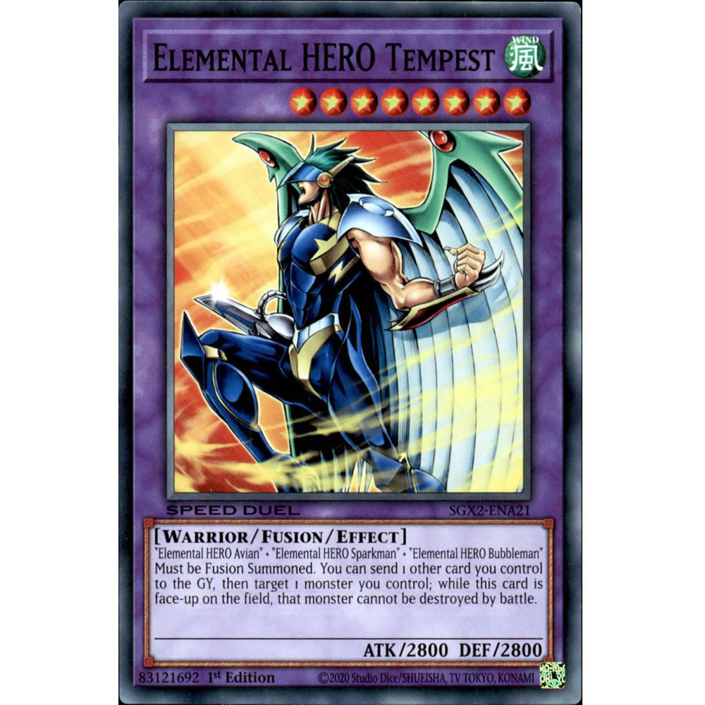 Elemental HERO Tempest SGX2-ENA21 Yu-Gi-Oh! Card from the Speed Duel GX: Midterm Paradox Set