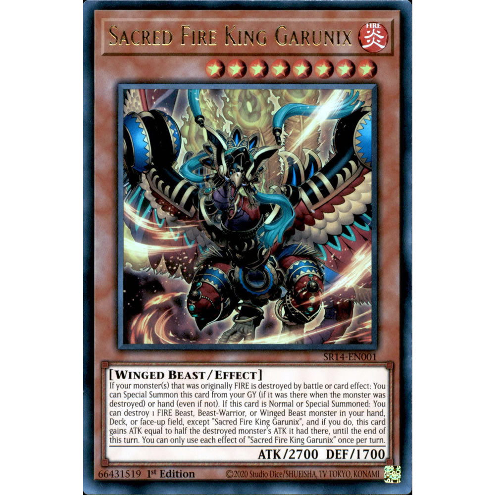 Sacred Fire King Garunix SR14-EN001 Yu-Gi-Oh! Card from the Fire Kings Set