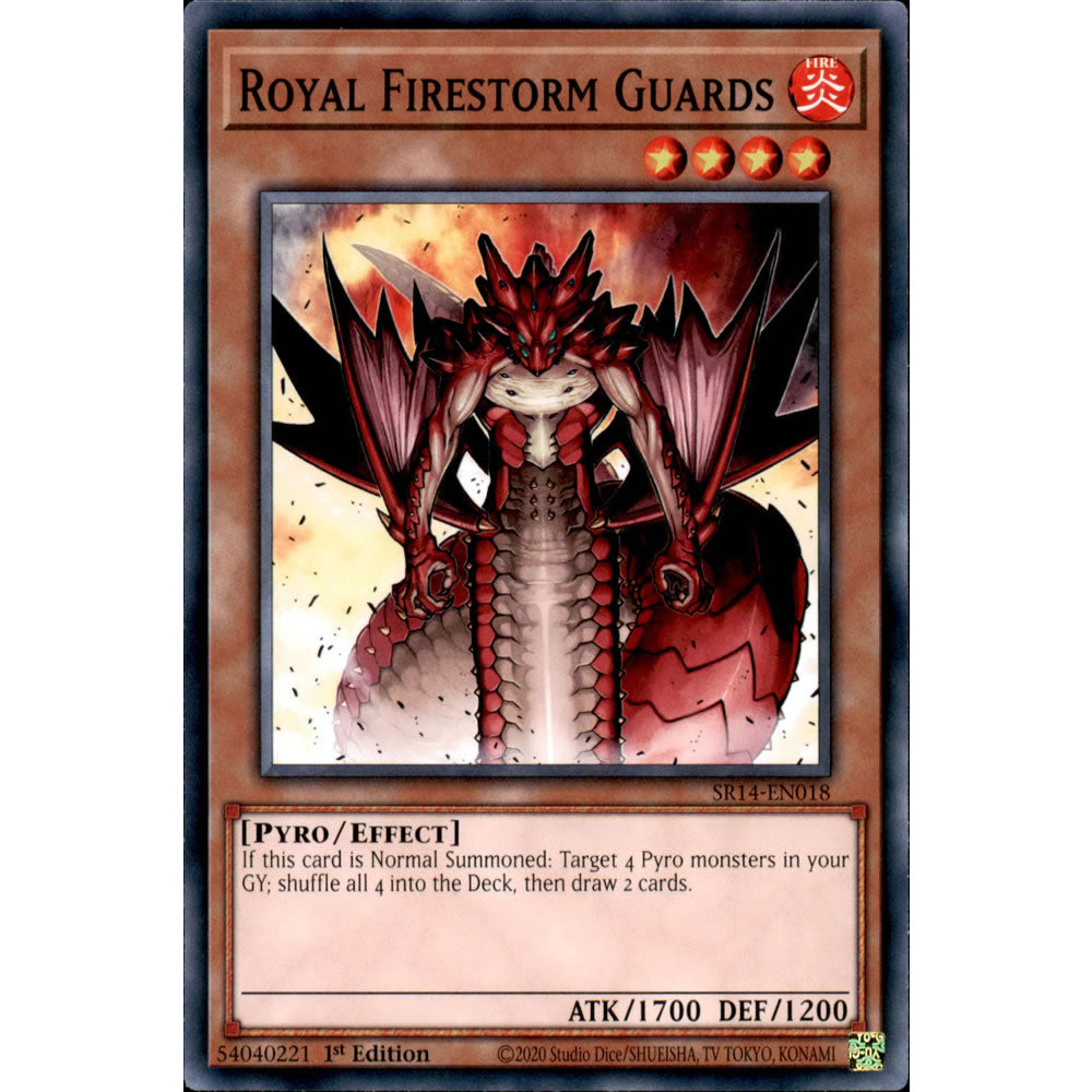 Royal Firestorm Guards SR14-EN018 Yu-Gi-Oh! Card from the Fire Kings Set