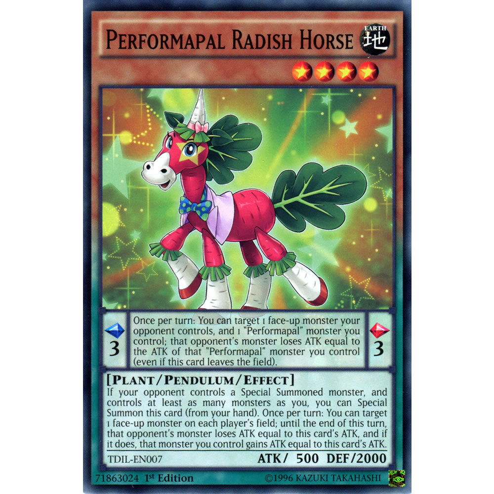 Performapal Radish Horse TDIL-EN007 Yu-Gi-Oh! Card from the The Dark Illusion Set