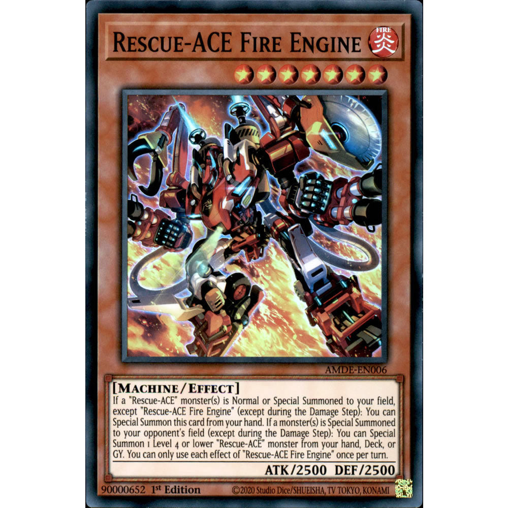Rescue-ACE Fire Engine AMDE-EN006 Yu-Gi-Oh! Card from the Amazing Defenders Set