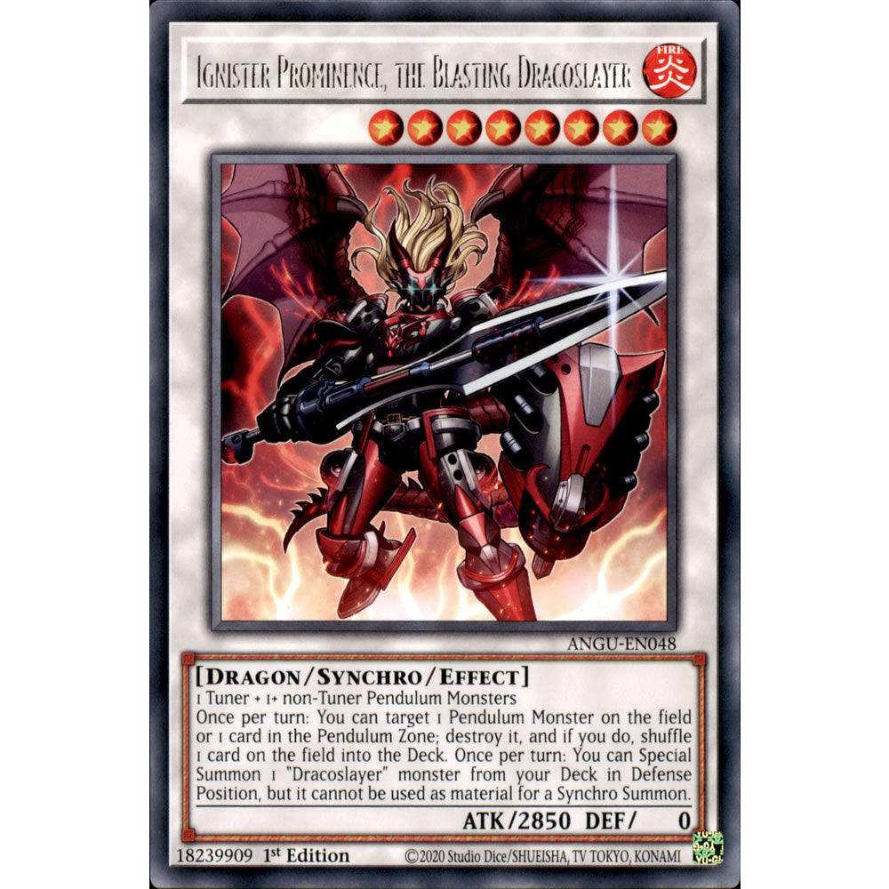 Ignister Prominence, the Blasting Dracoslayer ANGU-EN048 Yu-Gi-Oh! Card from the Ancient Guardians Set